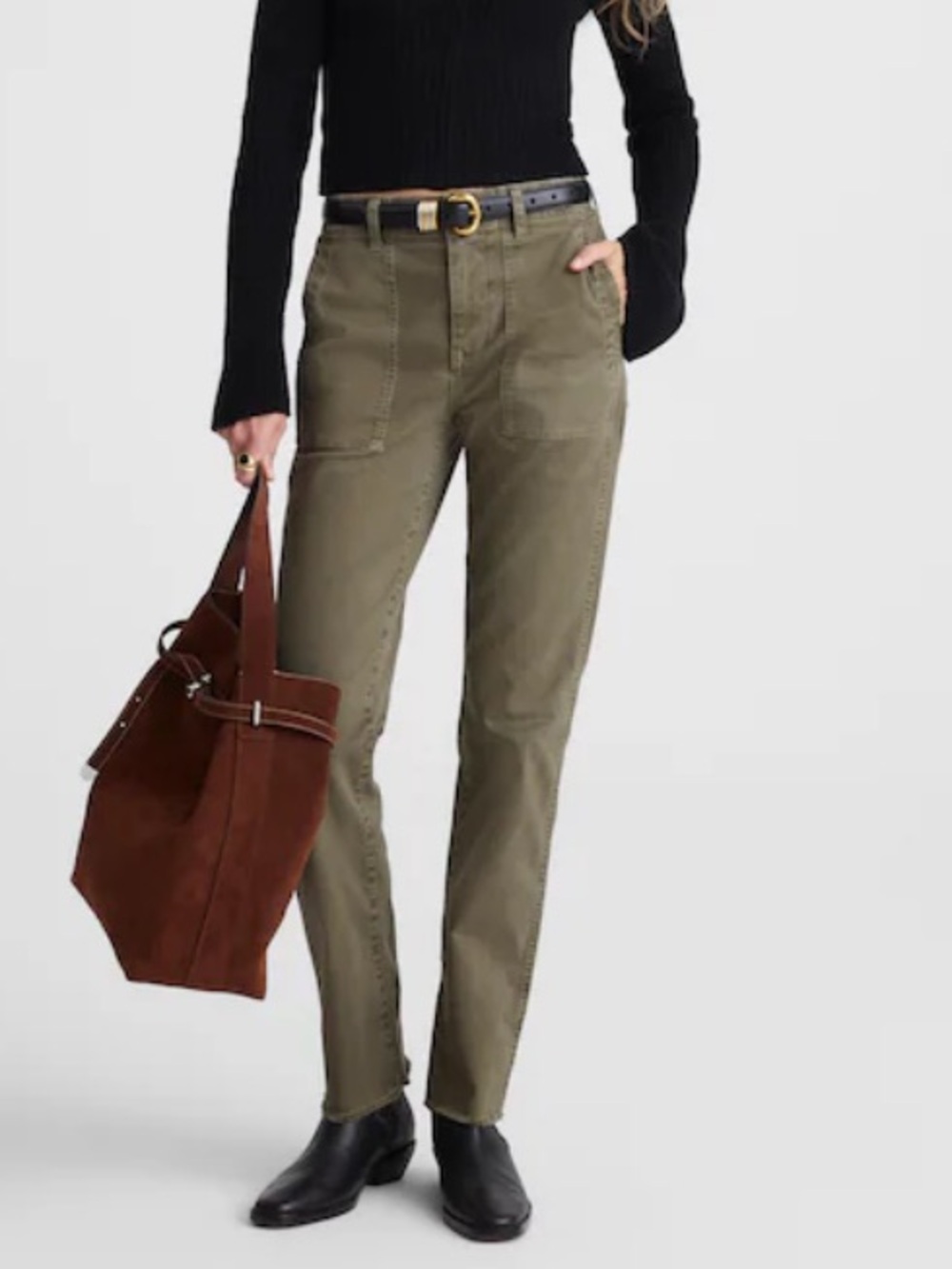 Madewell The Slim Straight Utility Pant Olive High-Rise Straight Women’s